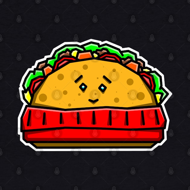 Cute Food - Tasty Little Taco in A Red Turtleneck Sweater - Mexican Food - Taco by Bleeding Red Paint